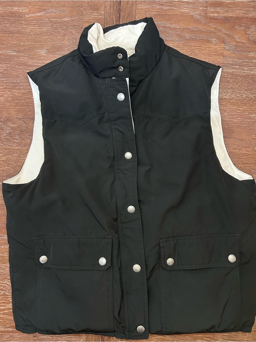 Vintage Polo Ralph Lauren Reversible Down Puffer Vest Mens L Black White